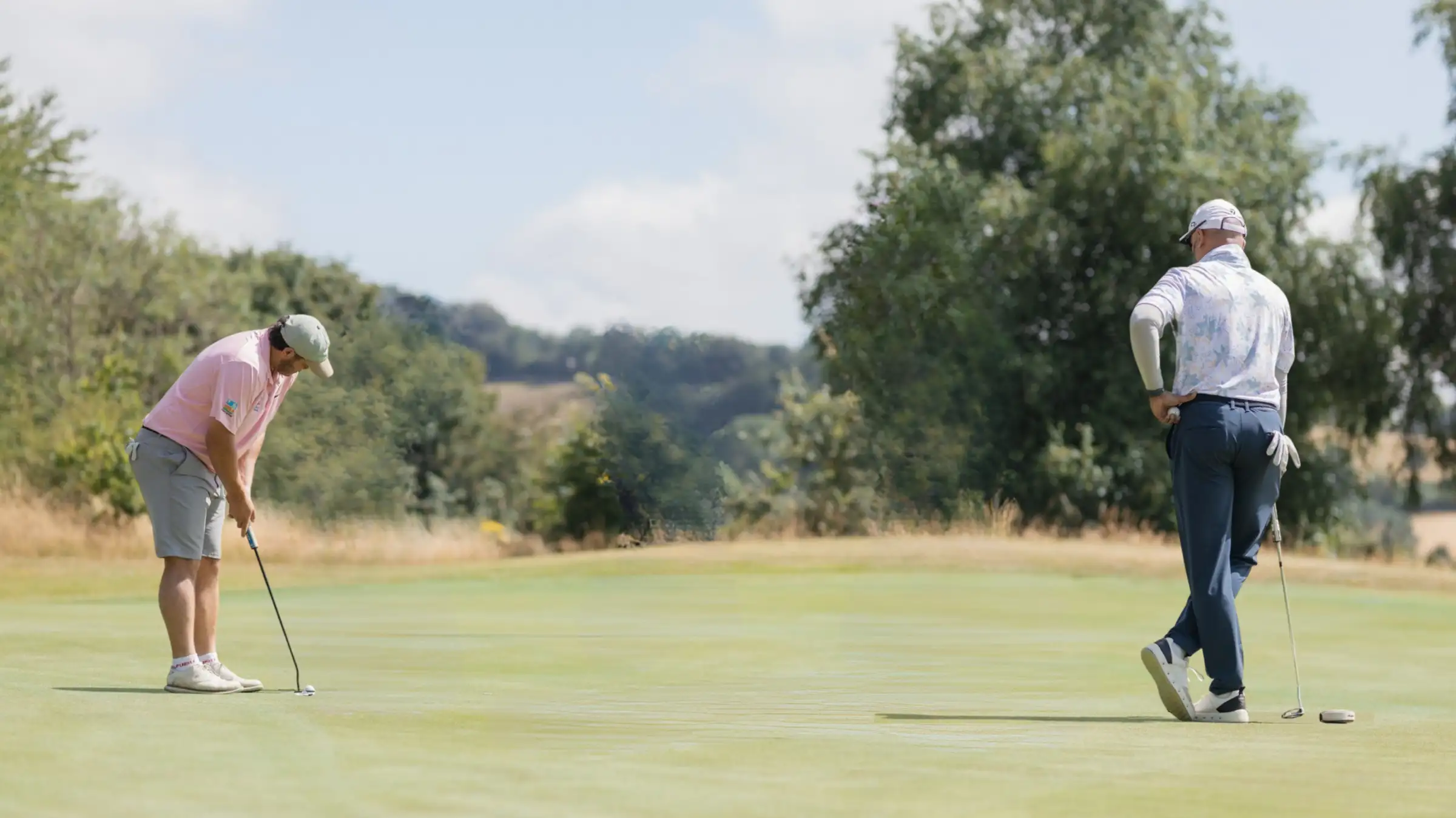 Golfer teeing off on the Montgomerie Course at Celtic Manor during the Fairway Masters Invitational